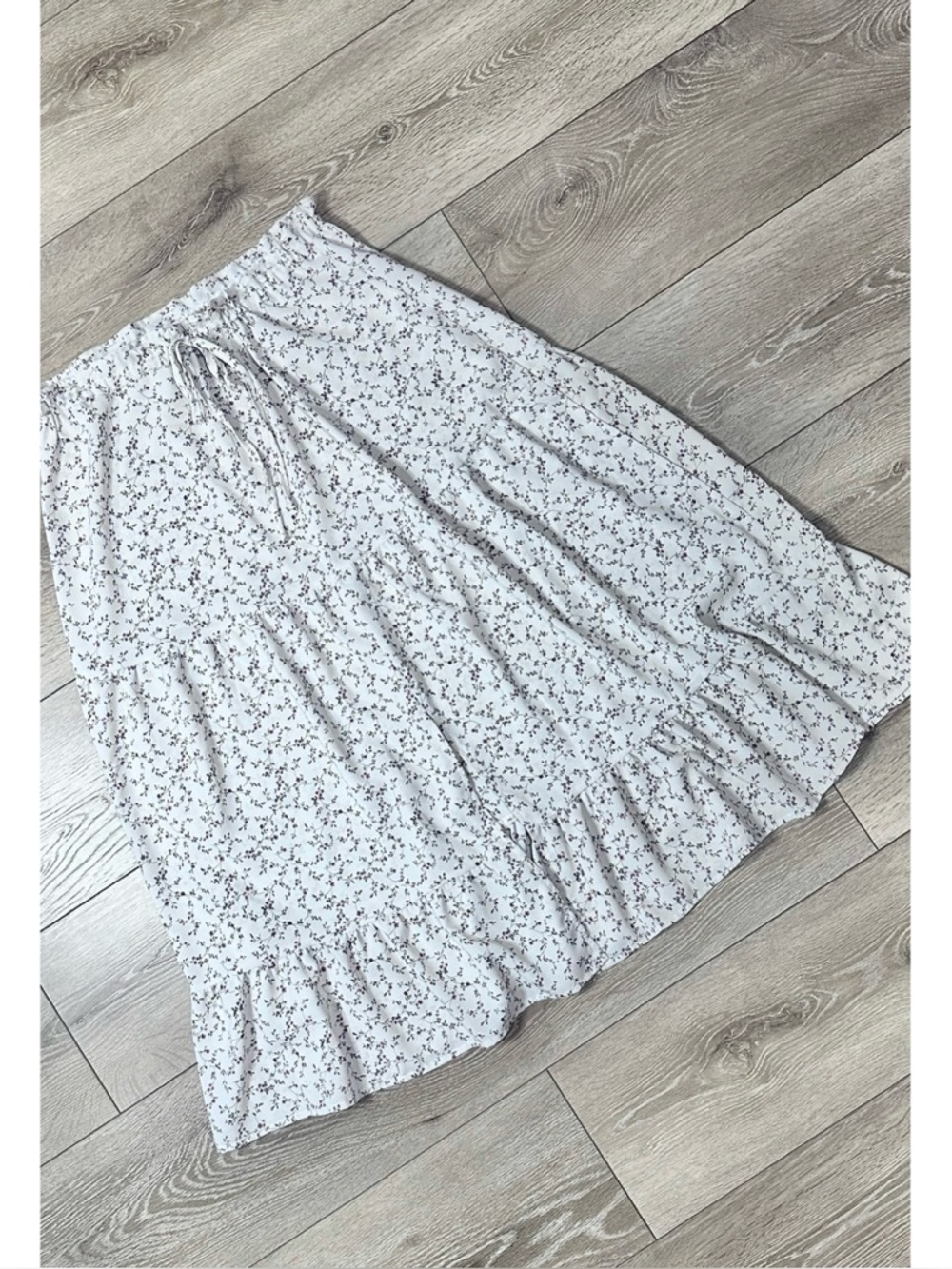 Cottagecore Ditsy Floral Tiered Front Slit Prairie Maxi Skirt *No Size Tag*